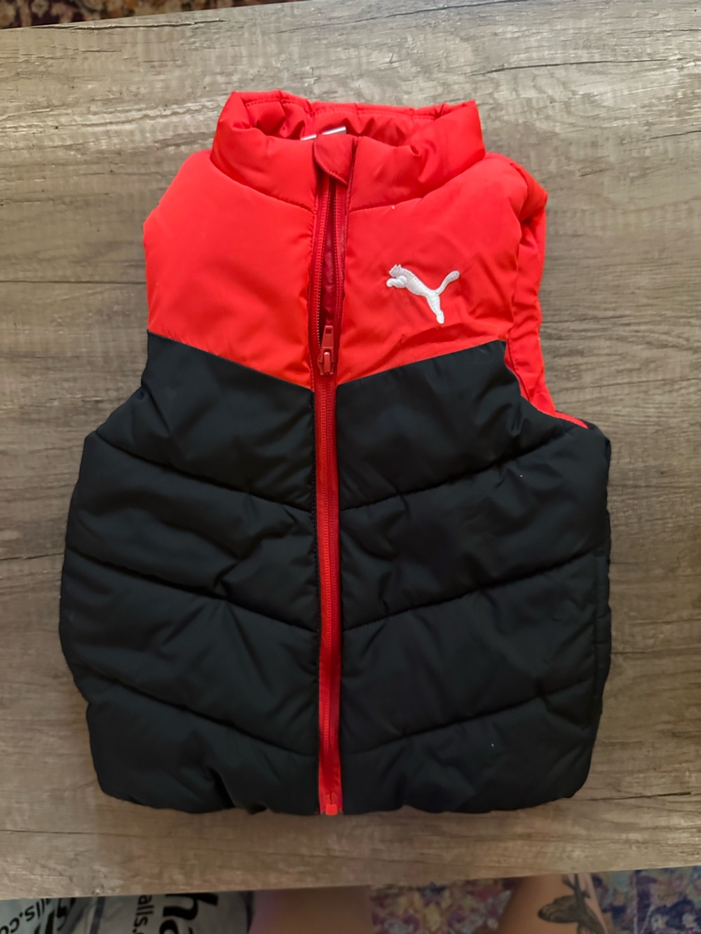 Puma Red and Black Kids Puffer Vest